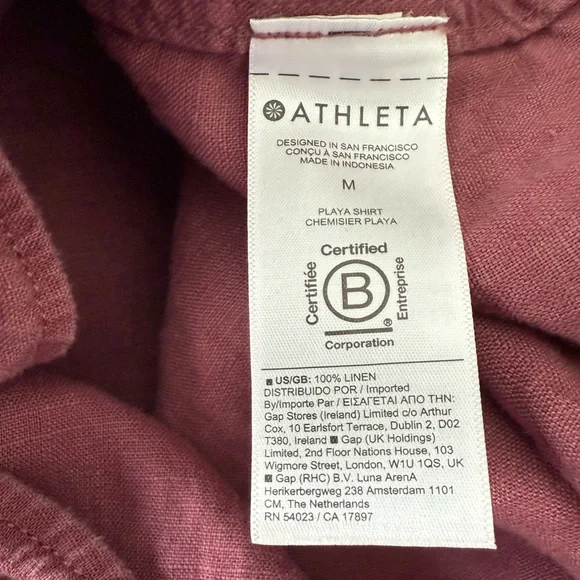Athleta Mauve Rose Linen Button Down Shirt - Size M - Picture 7 of 7